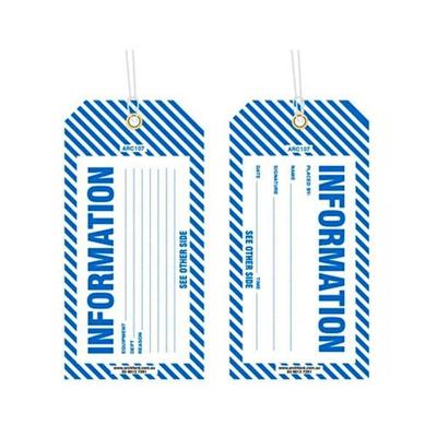 Custom Information Tag Waterproof PVC Durable Double Sides Printing Safety Tag