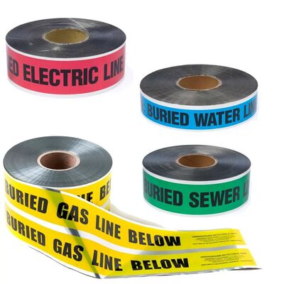 Custom Printed Logo Underground Detectable Aluminium Foil Coated PE Warning Tape