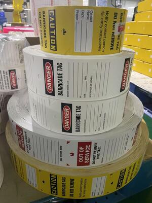 Custom Printed Logo Plastic Safety Tag with 3-1/8*5-5/8inch Size and 50LB Loading Test